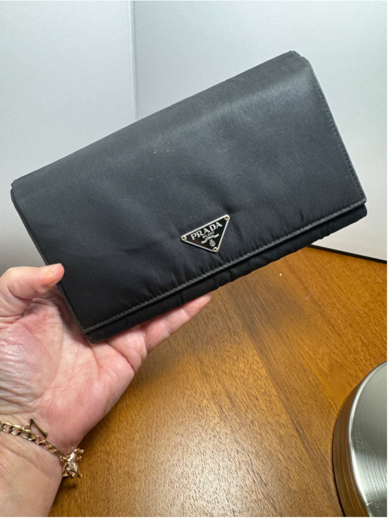 Prada Other - Prada Nylon Continental Black Nylon Wallet